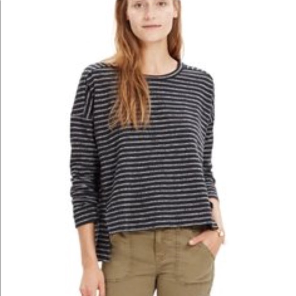 Madewell Sweaters - Madewell Black Striped High Low Sweater
